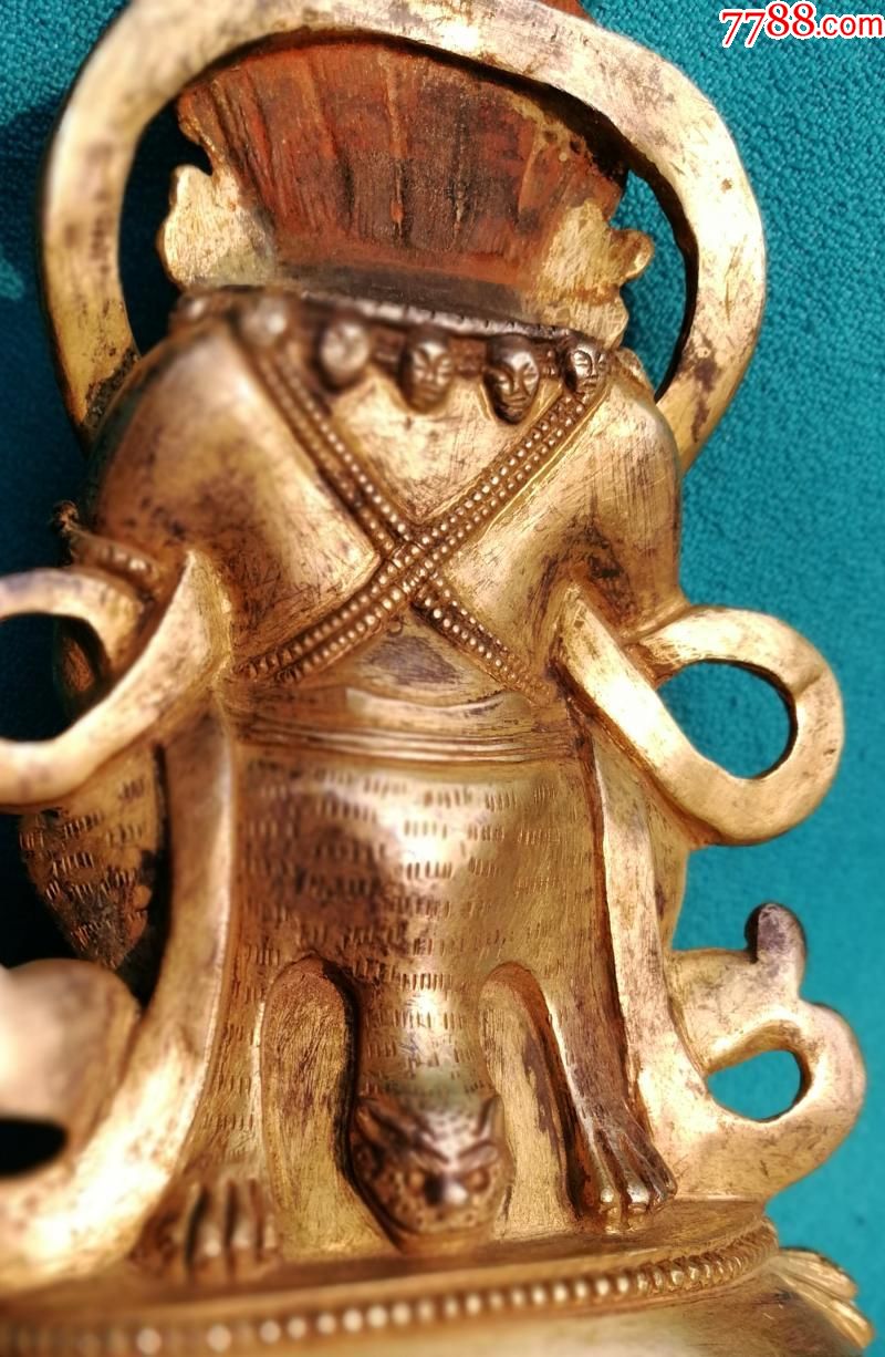 清代铜鎏金佛像大黑天雕工精致藏传佛教宗教收藏