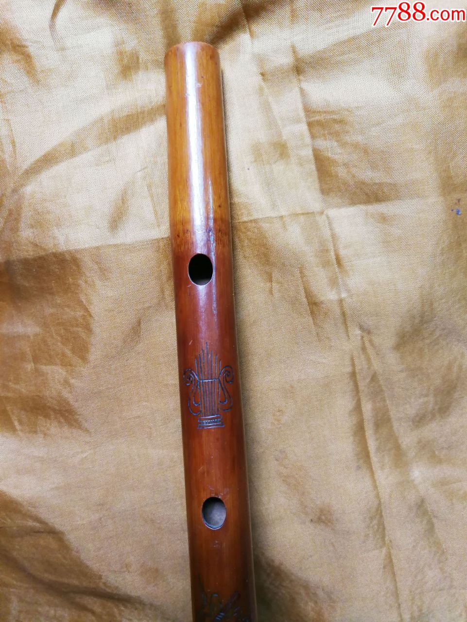 少见.50年代,贵州玉屏县箫笛生产合作社.老竹笛.竹笛上雕刻图案少见.