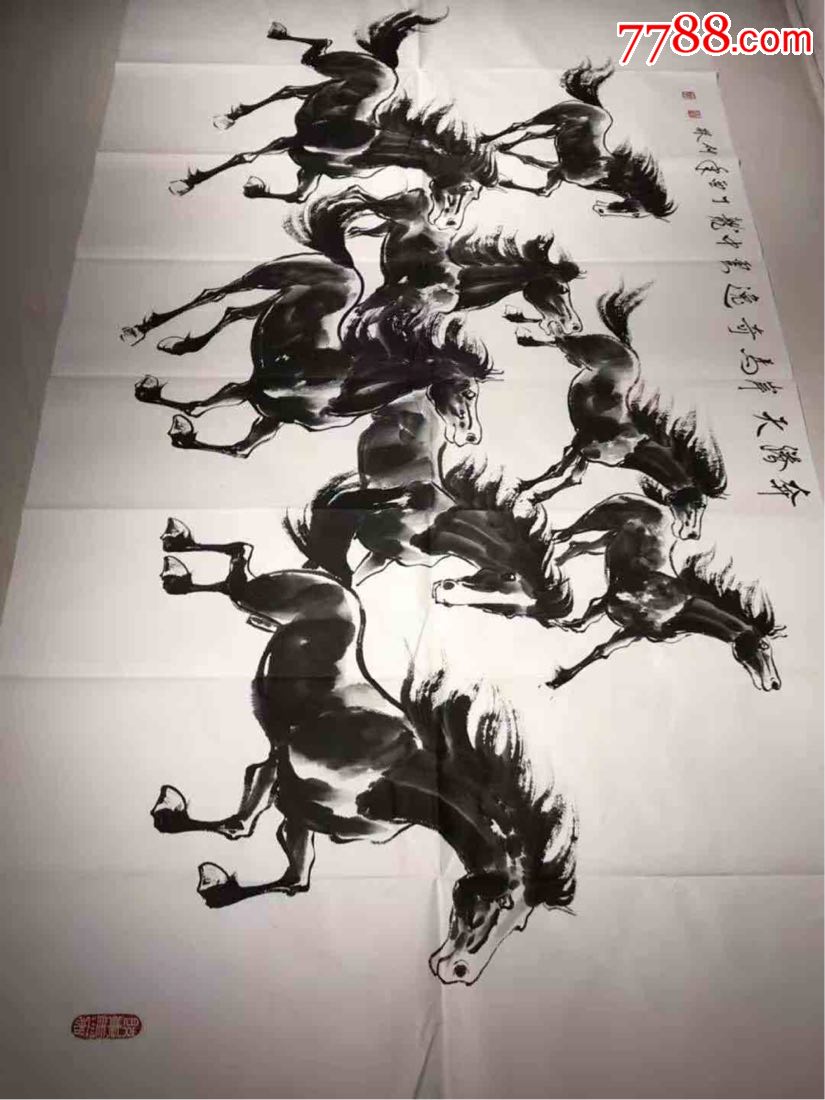 胶东马痴尉仲林作品!特大奔腾八骏图!值得收藏!