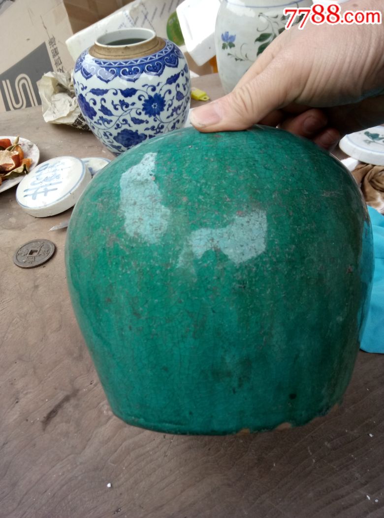 绿釉陶罐一只