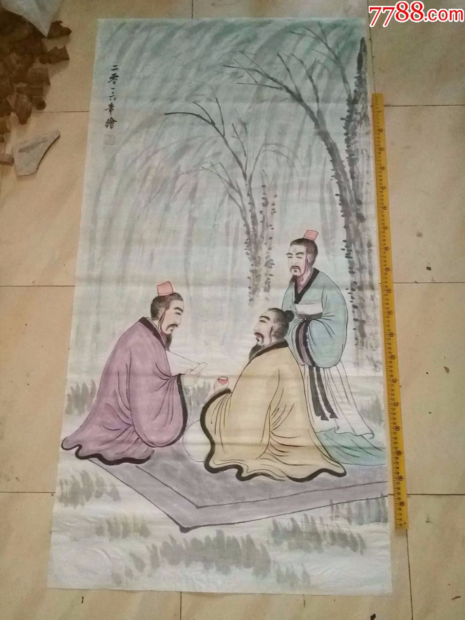 包邮一口价,保证纯手工绘画,人物画文人雅士国画,四尺大尺寸