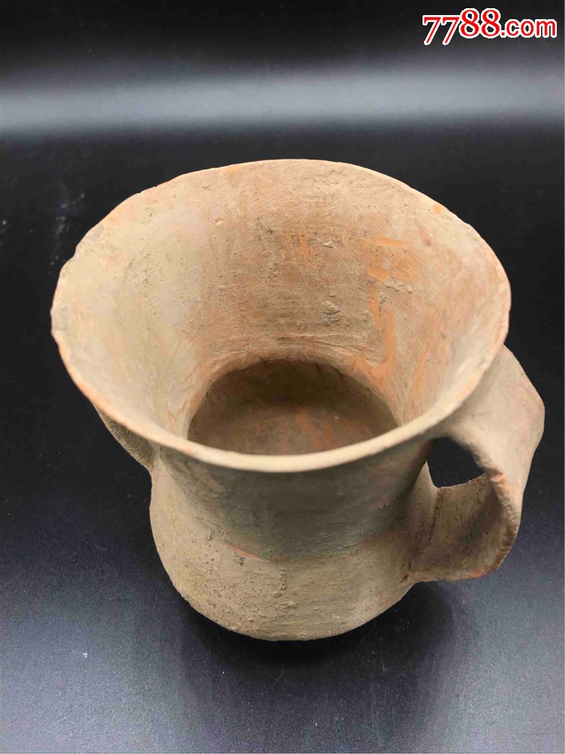 齐家文化生坑大耳朵双耳陶杯-彩陶-7788琉璃收藏