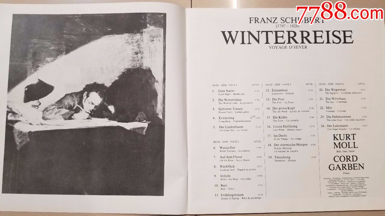 男低音莫尔演唱,科德·卡宾钢琴伴奏《舒伯特声乐套曲"冬之旅》2lp