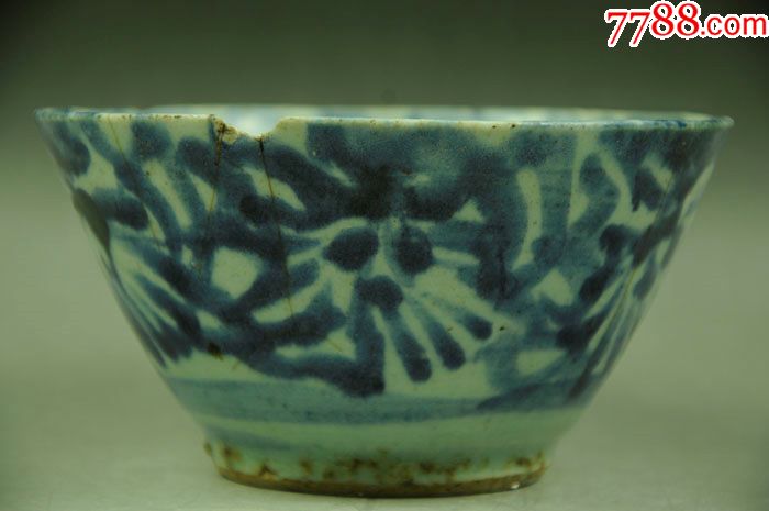 明代青花瓷产品团纹花卉碗景德镇古典艺术品老瓷器陈设摆件收藏品