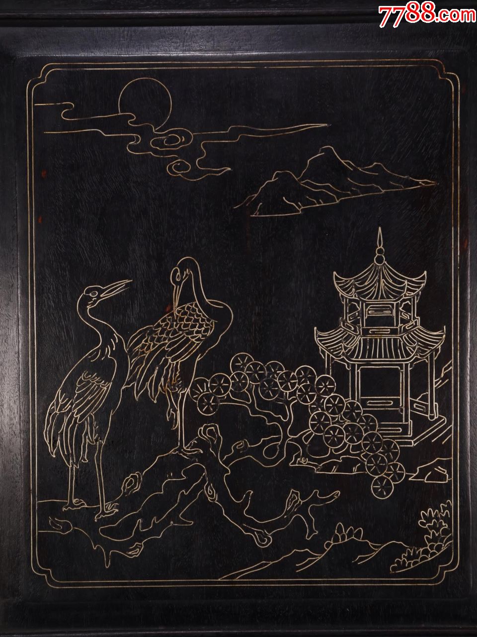 紫檀木掐丝“松鹤延年”插屏