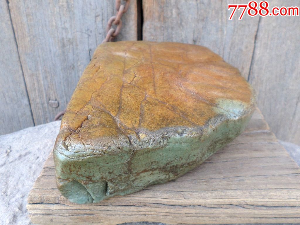 天然水冲板状奇石小茶台石案子来宾石大湾石广西大化鸳鸯绿彩陶石