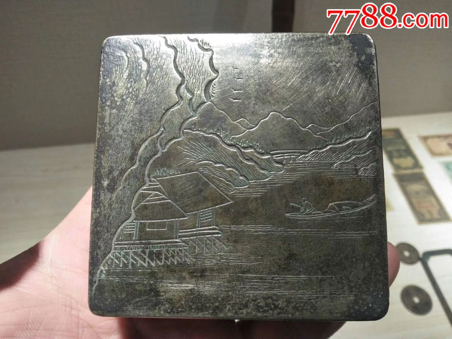 晚清铜墨盒_价格1068.
