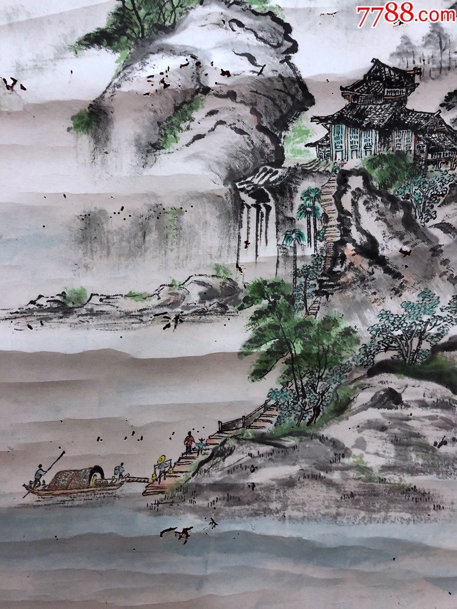 书画原作1220,田友芝【李汶教授(著名建筑学家)夫人】,二尺全开山水画