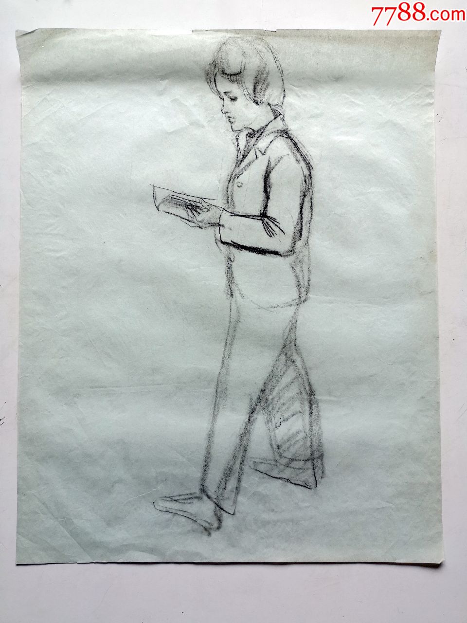 人物肖像素描速写画稿原稿5张合售3