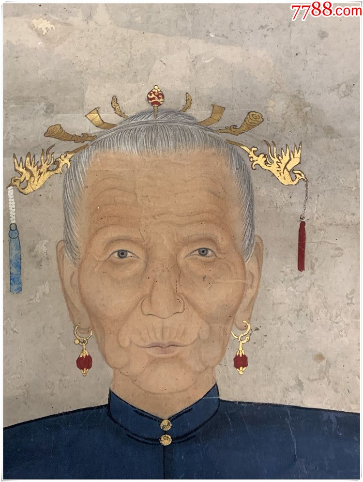bz-2288#祖宗画一对/清代老字画/古画国画收藏
