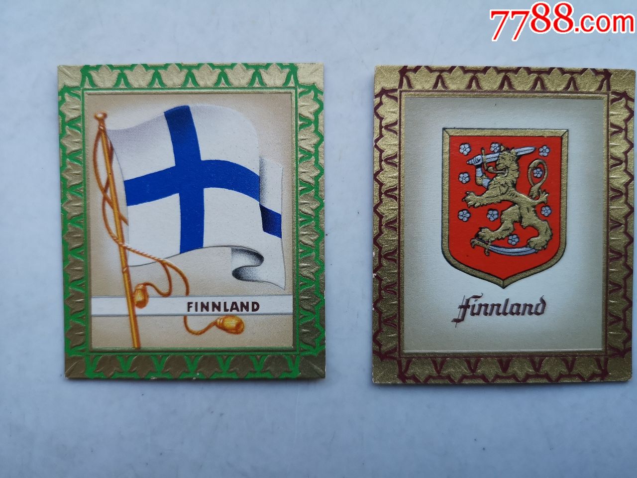 芬兰国旗与国徽香烟画片