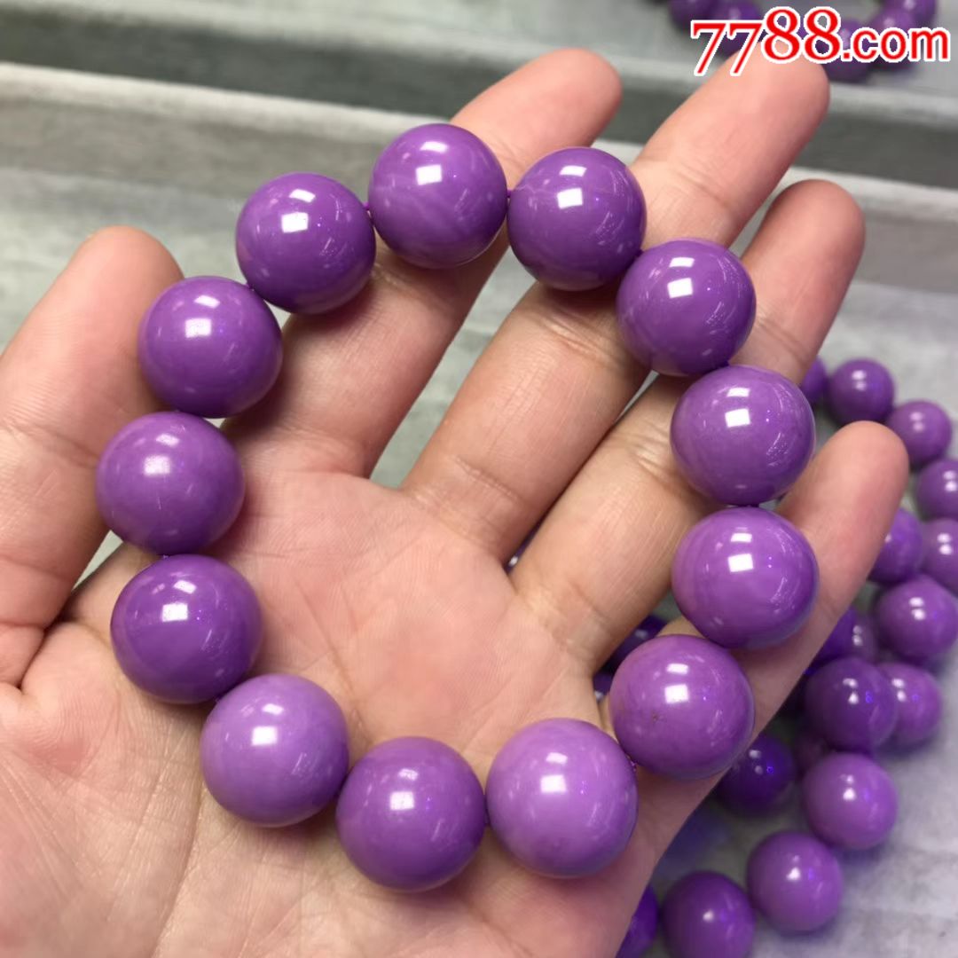 上新一手少有的紫云母大颗粒手串尺码14mm165mm颜色紫带少许纹理
