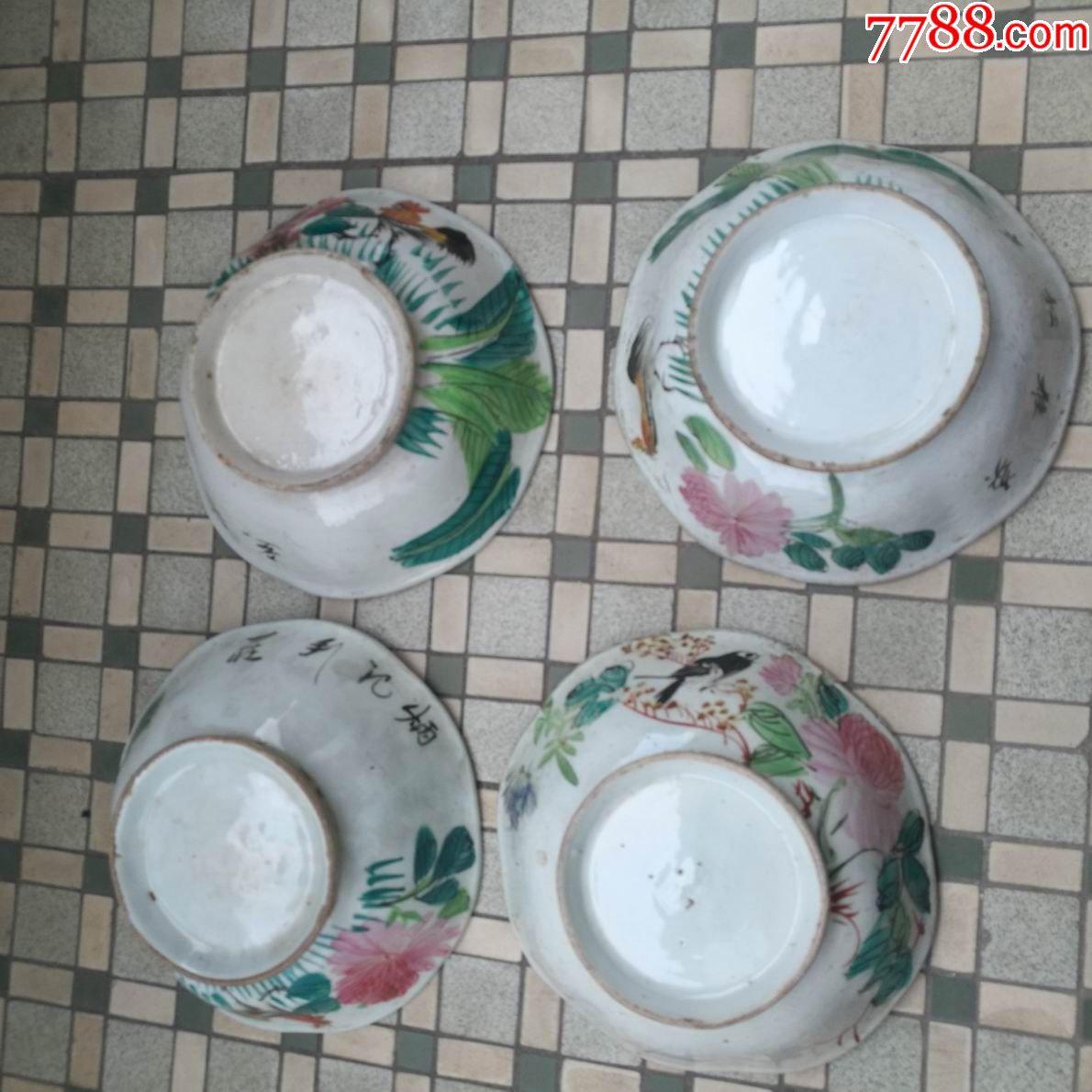 精品民国粉彩八角碗4个