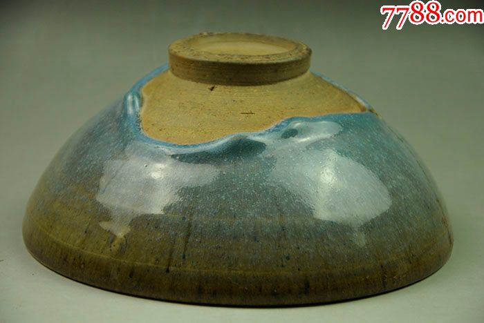 元代老窑瓷器钧瓷碗釉厚而垂老瓷器古董古玩陈设摆件包老包真藏品