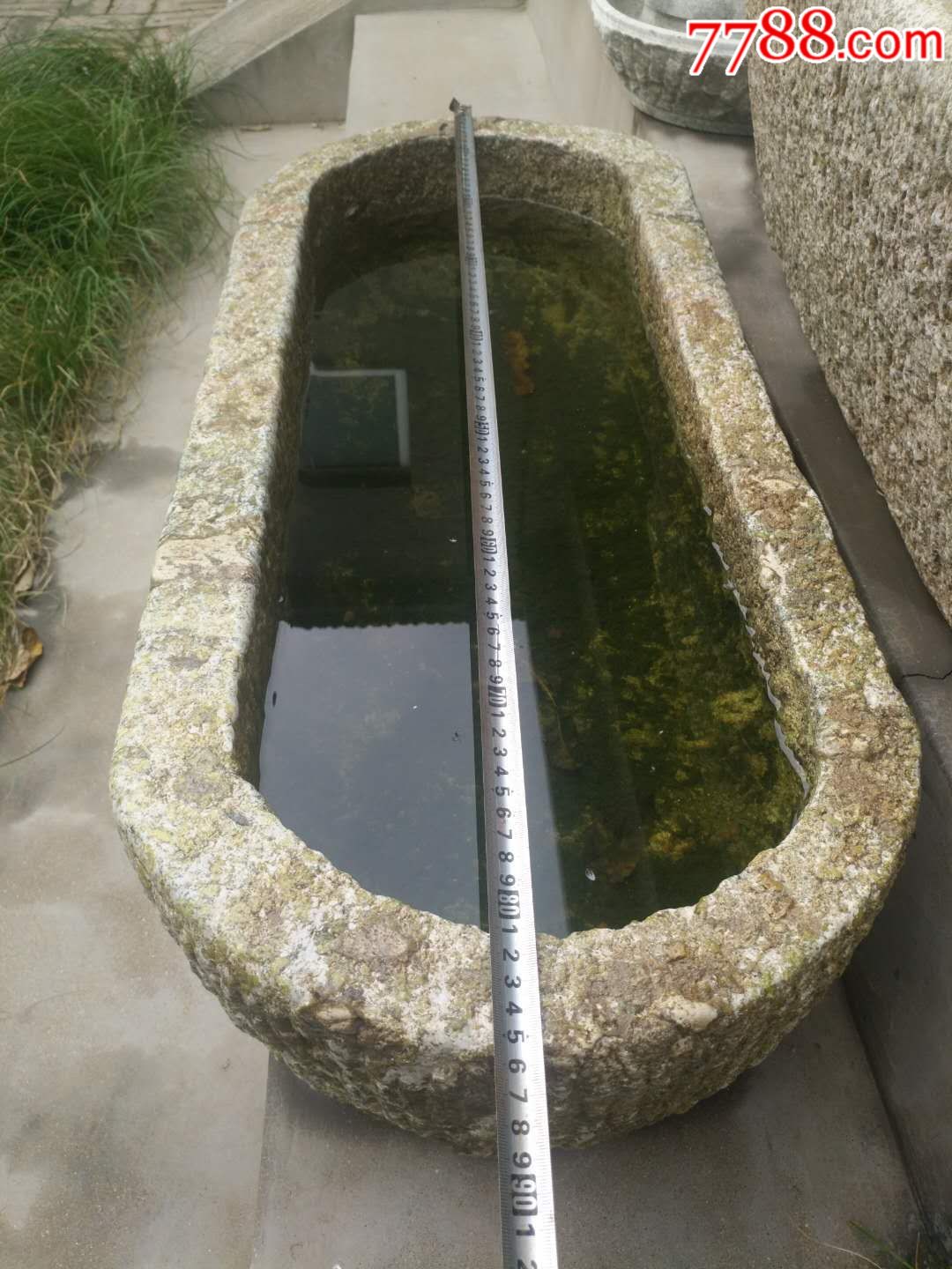 汉白玉椭圆形老石槽一个保存完好皮壳老辣器型沧桑古朴最适合养鱼养花