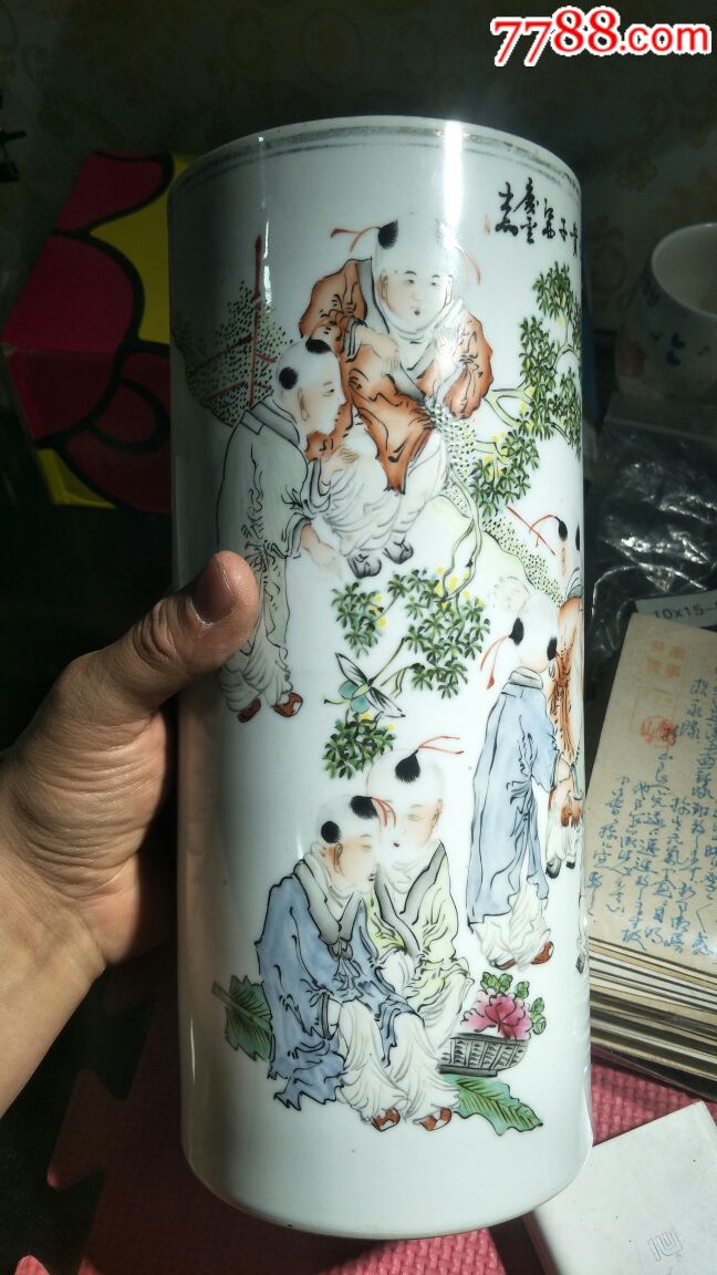 清末民国~马庆云帽筒一对,完整