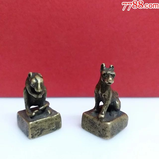 鼠狗铜像小印章铜鼠印章铜狗印章鼠铜像狗铜像小铜像微型铜像