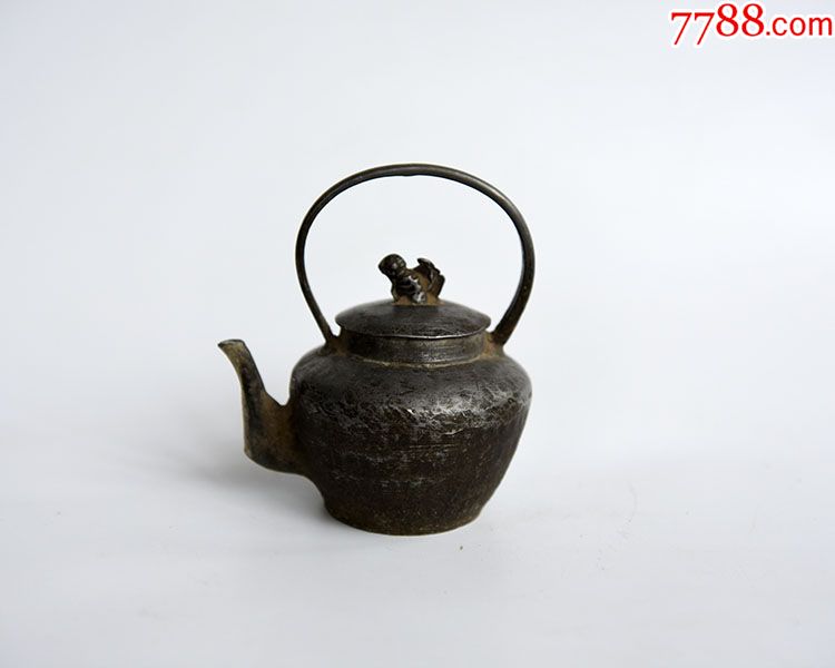 清代老锡酒壶纯手工锡壶酒壶烫酒壶提梁锡壶老包浆狮钮锡制酒壶