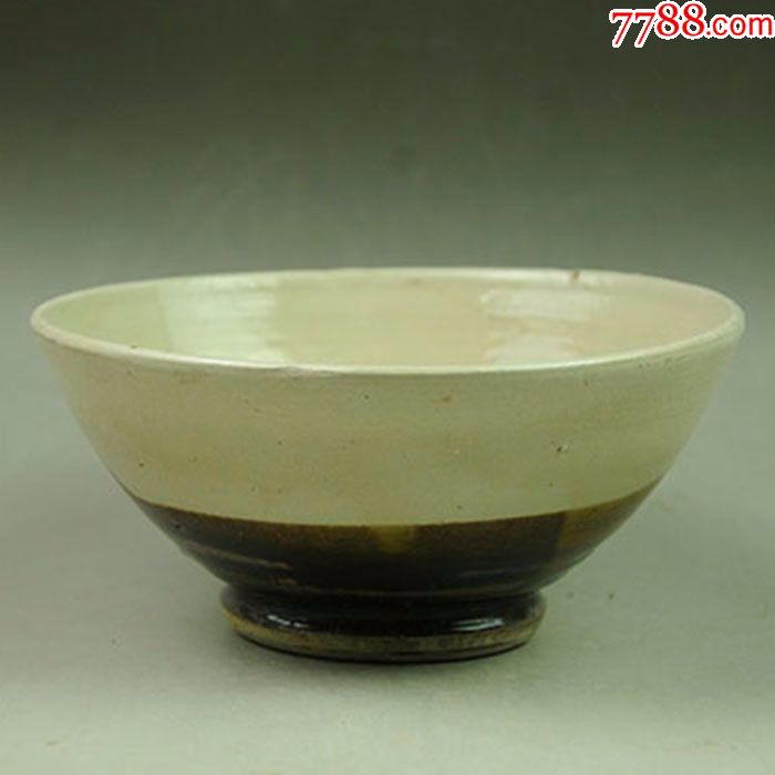 全品金元时期磁州窑白釉黑底碗老瓷器古典艺术品包老包真古董古玩