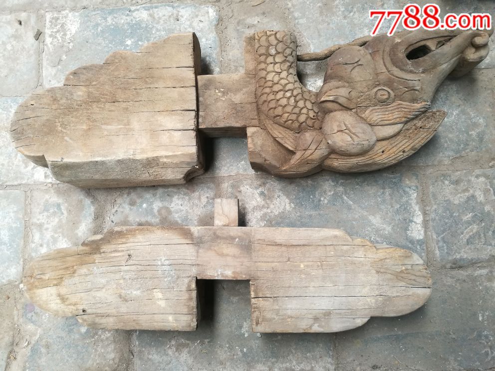 明清时期古建筑木雕龙头象鼻雀替荷叶云头