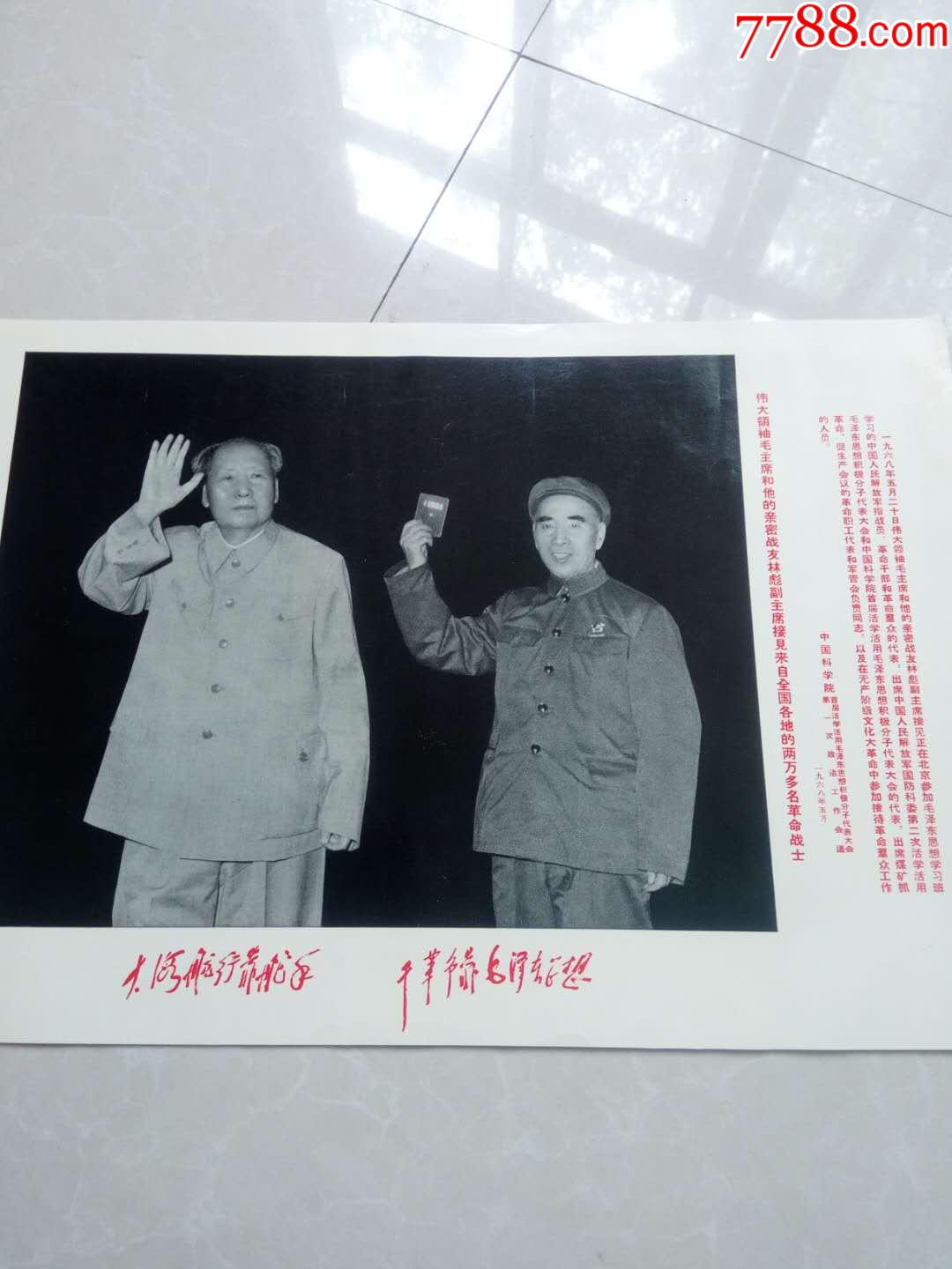 少见厚纸精印毛林合影宣传画