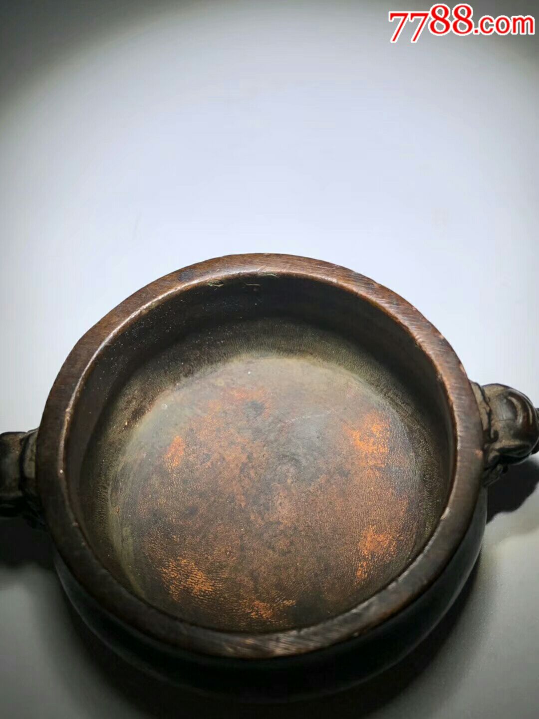 陈巧生制紫铜狮耳香炉