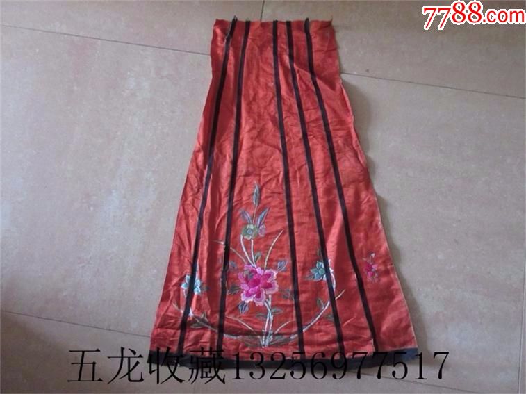 清代民国老刺绣品绣工精致精美的民国仕女老裙子片老服装古玩杂项