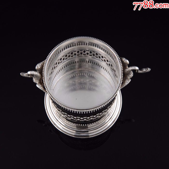 373克别具特色意大利纯银贴焊动物纹饰大笔筒全品西洋古董银器收藏