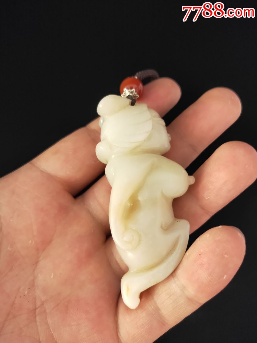 和田玉手把件,老玉器