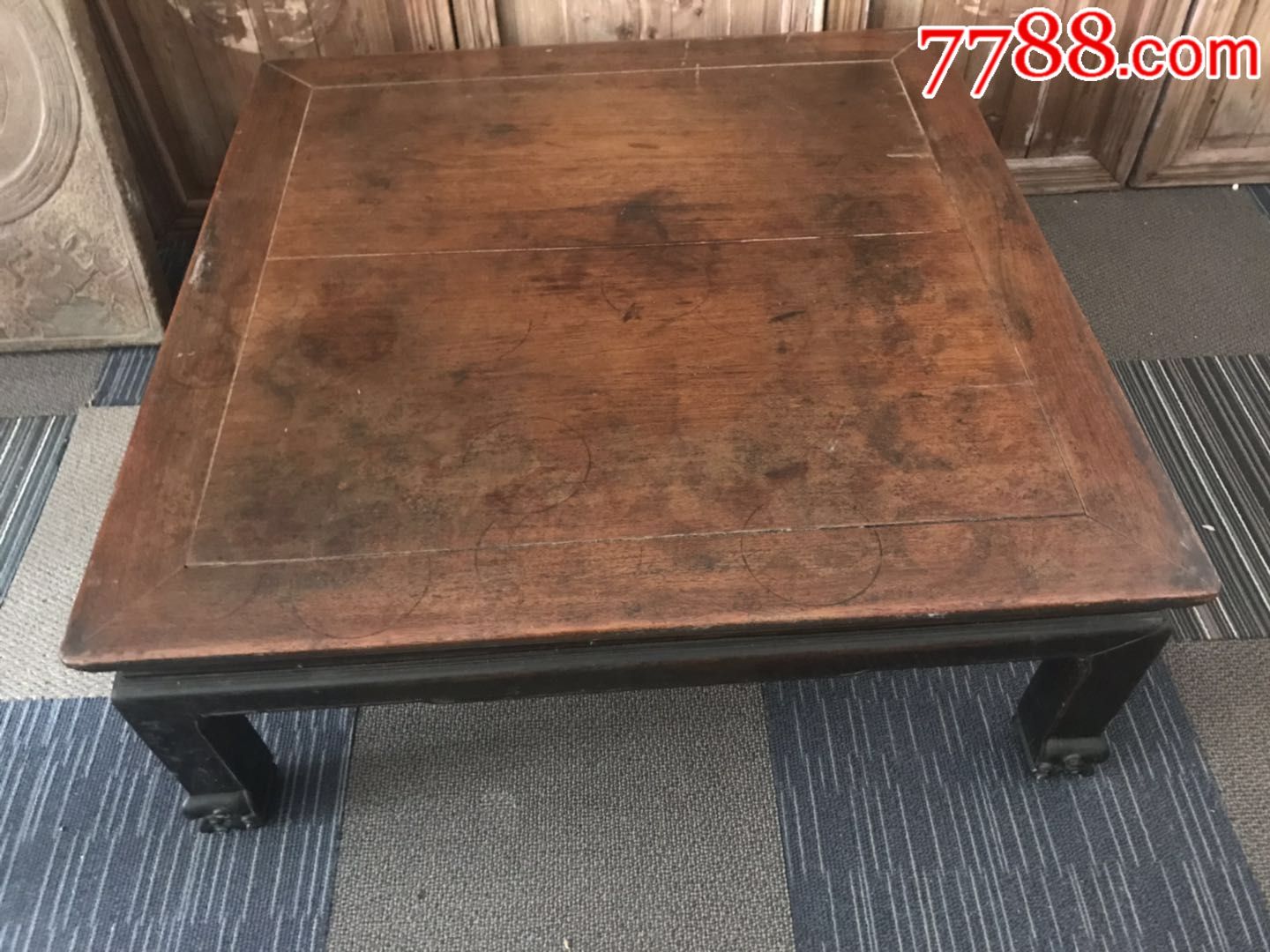 清代草花梨鳄鱼腿茶桌包浆一流尺寸够大