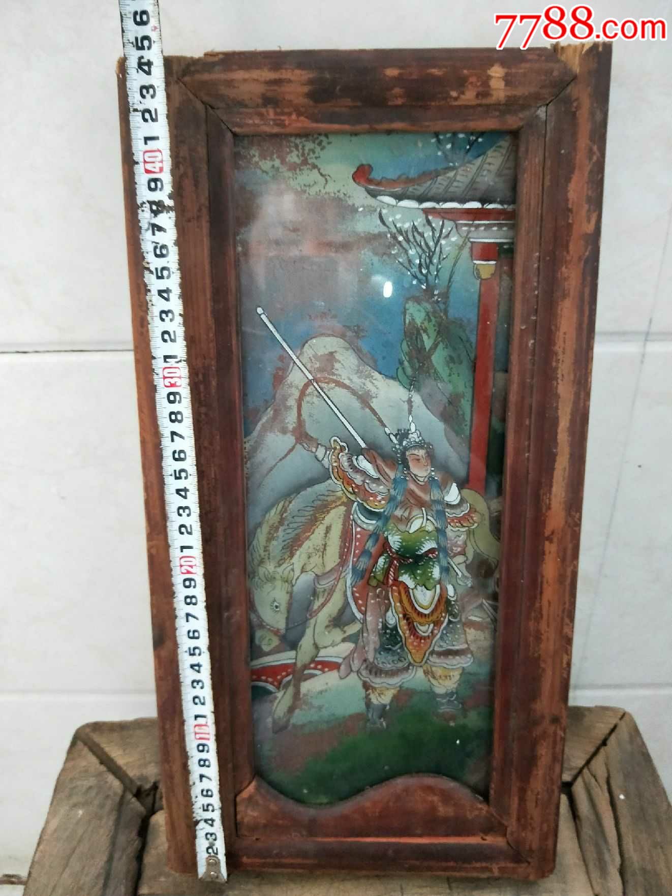 精美手绘老玻璃画_玻璃画_明羽的老物件【7788收藏