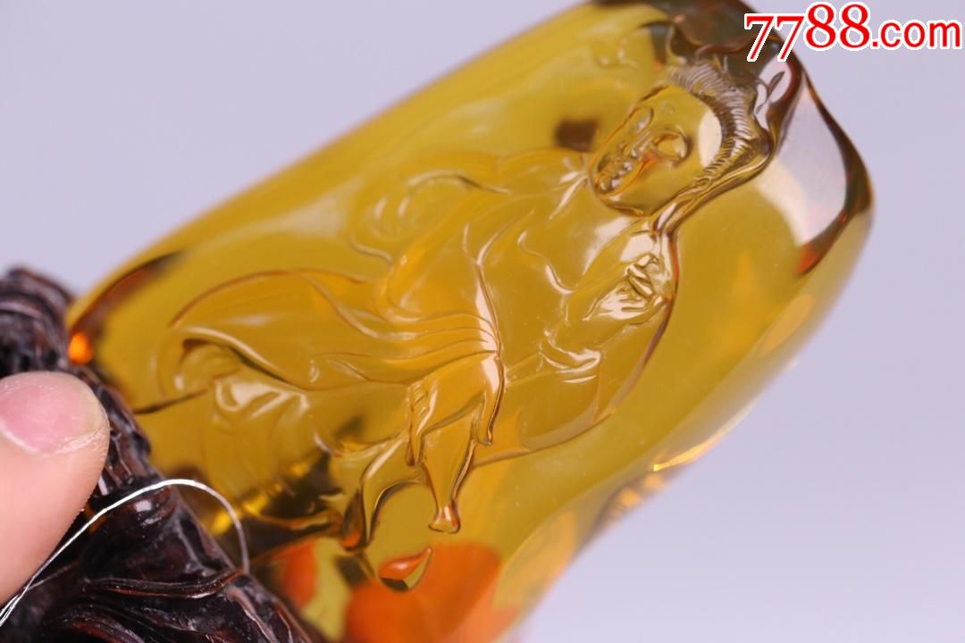 精品琥珀摆件"净瓶观音"琥珀摆件_价格48000.