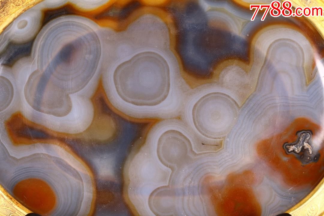 辽金冰糖缠丝玛瑙包金嵌宝盘