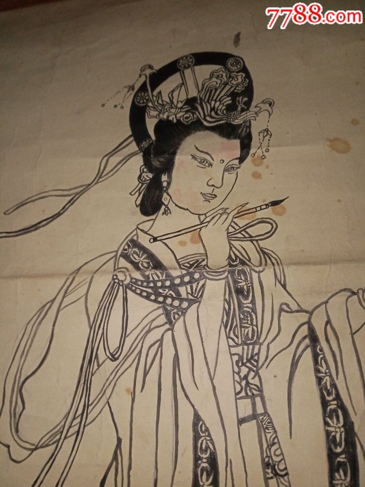 民国时期的老字画,老画稿,文成公主