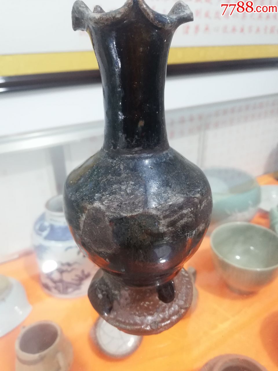 宋代西坝窑荷叶囗瓶_黑瓷/天目瓷_第2张_7788瓷器