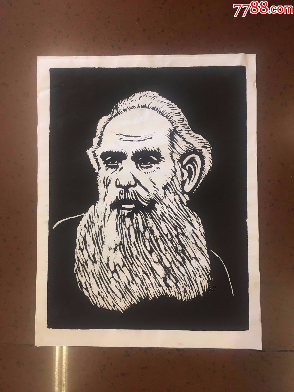 伟人像木版画