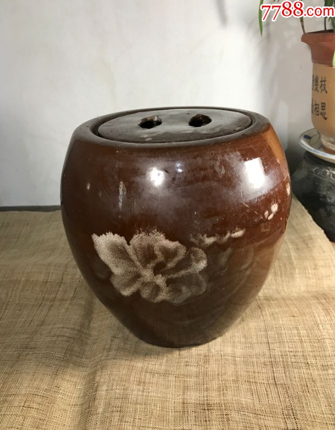 古董古玩收藏杂项近代酱釉罐紫砂罐茶叶罐老砂罐子