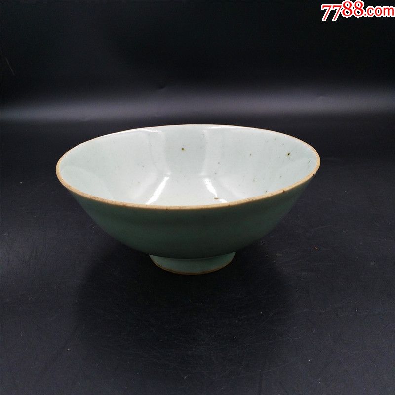 直径13.8好品相清代带底款豆青釉碗茶碗包老瓷器影青瓷古董_价格148.