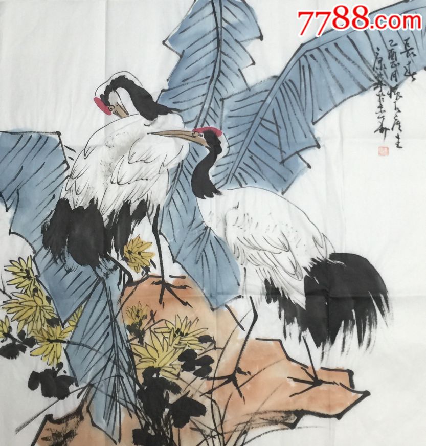 【康宁】国画大师李苦禅弟子,手绘四尺斗方花鸟画