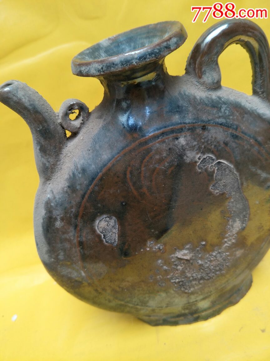 清代陶器老油壶完整_价格500.