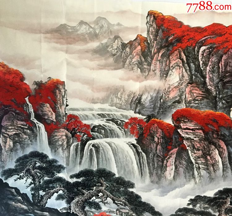 国画山水秋景鸿运当头风水画手绘真迹小八尺金秋神韵