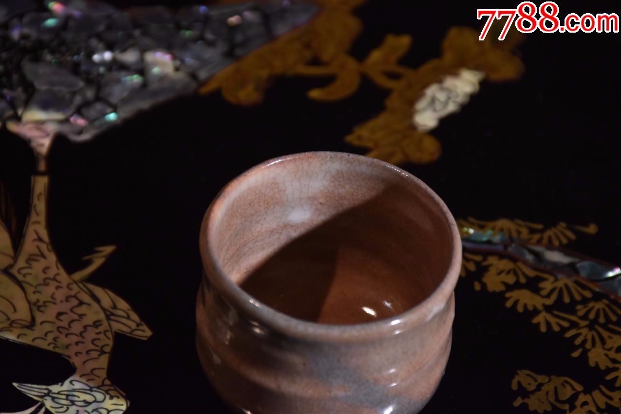 日本回流瓷器古秋烧古粉引开片杯