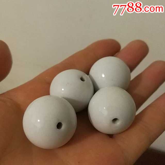 单个价包老七八十年代白釉圆陶瓷珠子约2.65cm或小瑕手执串佛珠