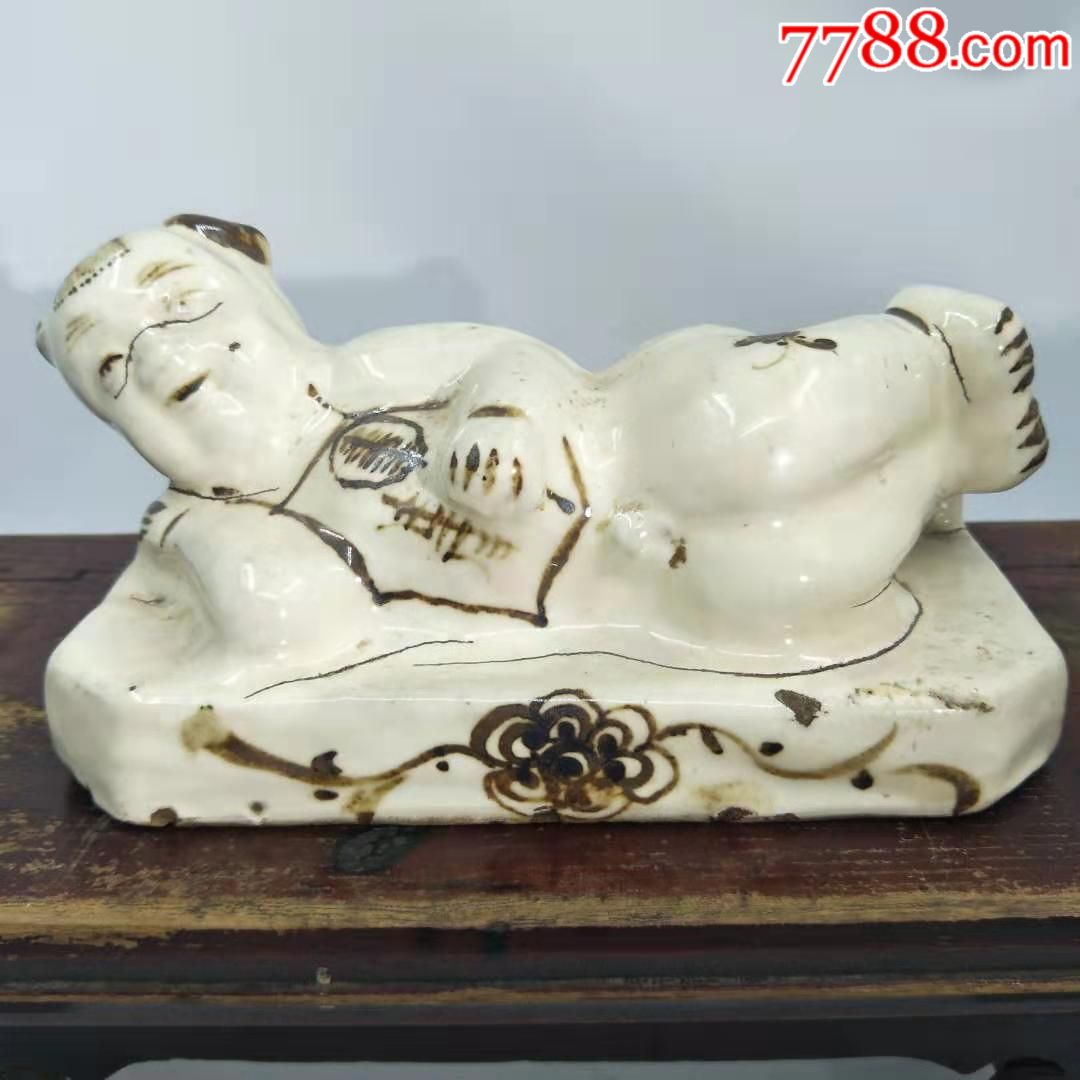 清代磁州窑娃娃枕,雕塑瓷/瓷雕,清代之前,人物,其他装饰,其他地区【晋