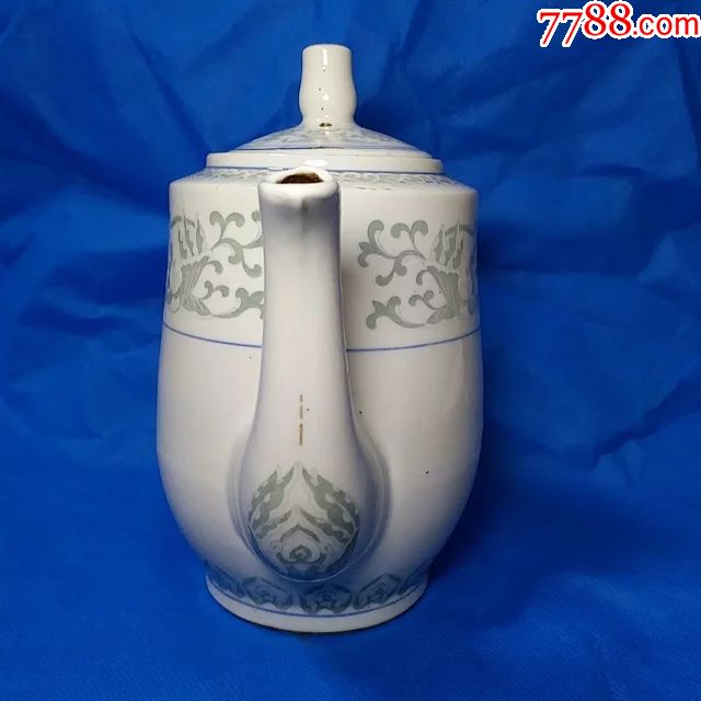 文革影青凤花纹人民瓷厂款青花老瓷壶影视场景道具壶茶酒水壶影青壶凤