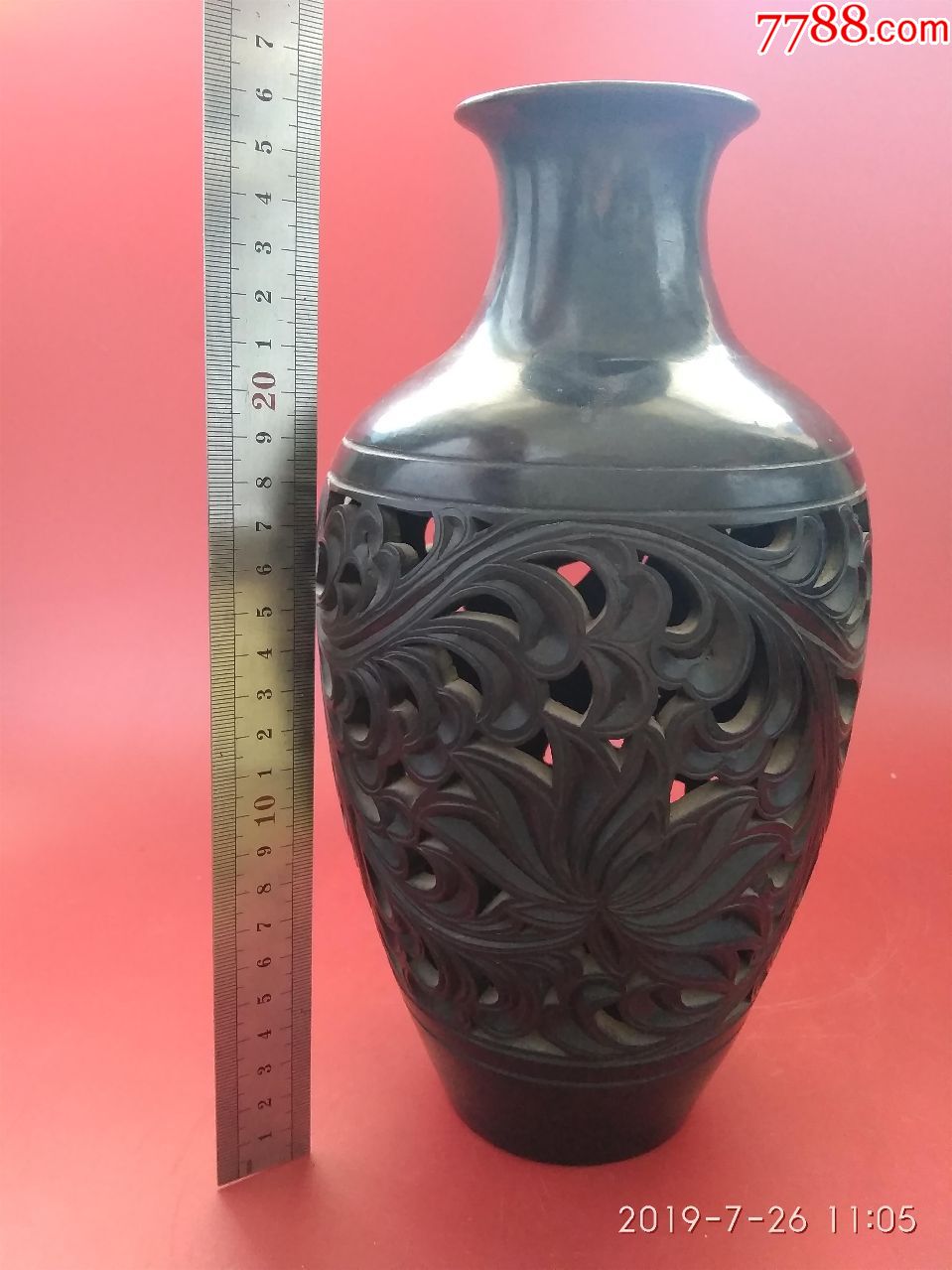 山东禹城龙禹黑陶制作的黑陶花瓶摆件_价格690.