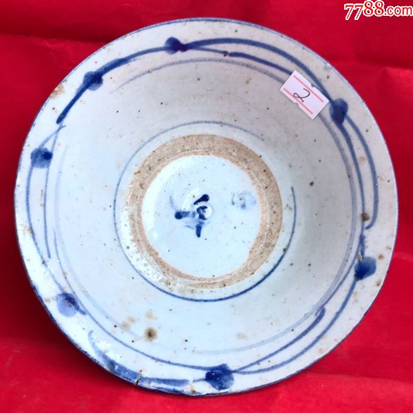 清代民窑青花瓷湖南窑口老瓷器缠枝花卉碗口径高厘米zz.1778