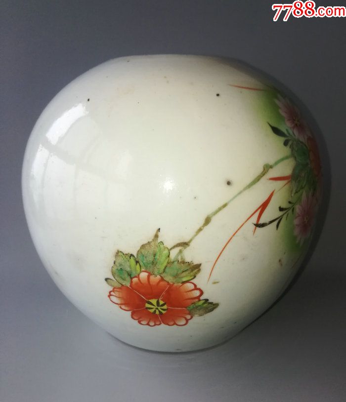 真品民国景德镇瓷器江西款粉彩花卉罐手绘花开富贵古董摆件