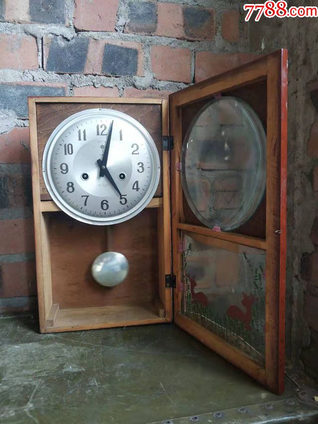老物件老钟表80年代老机械上弦钟表旧挂钟摆钟老木钟老货旧货