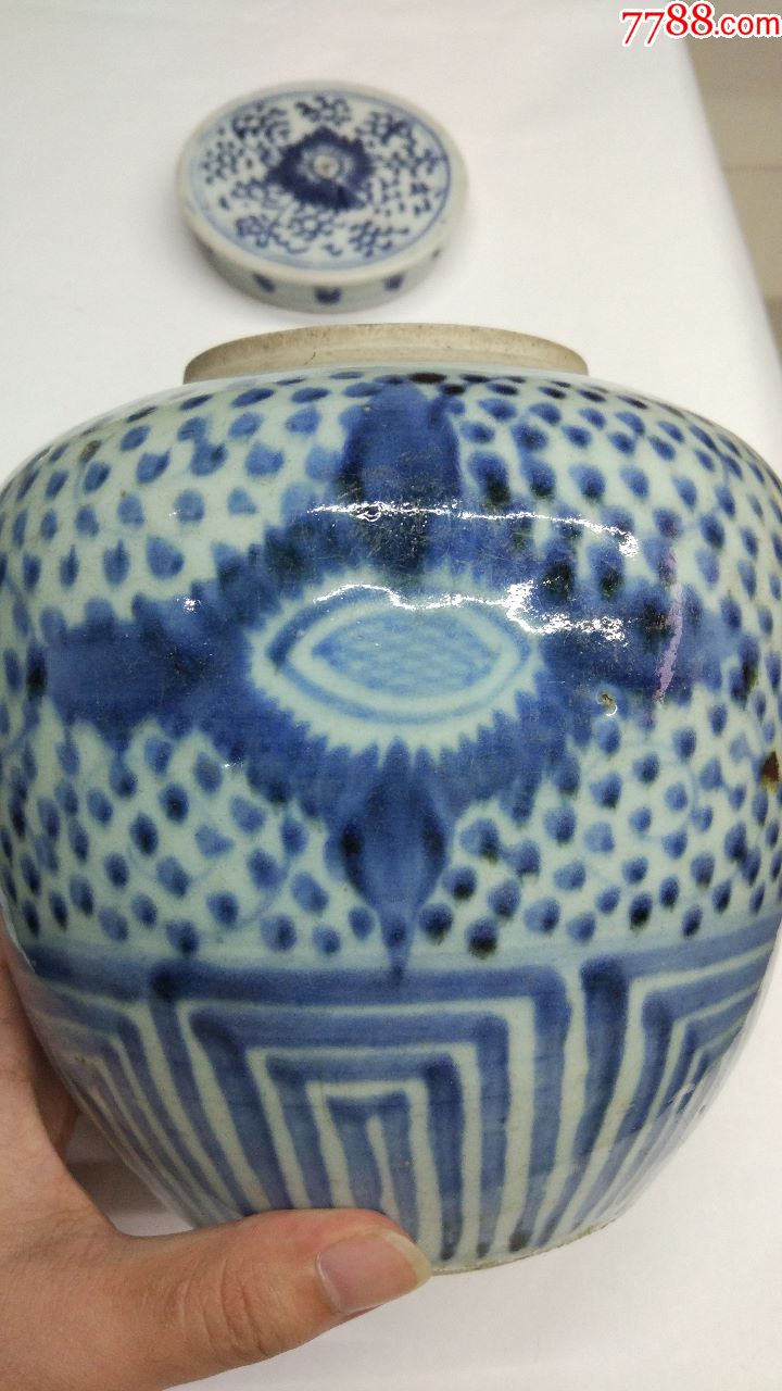明代青花凤眼纹罐_青花瓷_第2张_7788瓷器
